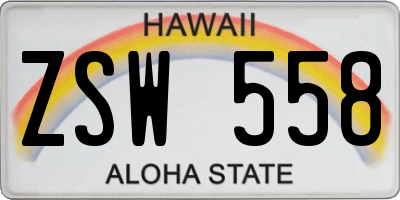 HI license plate ZSW558