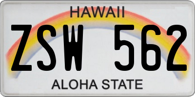 HI license plate ZSW562