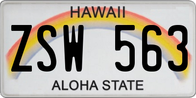 HI license plate ZSW563