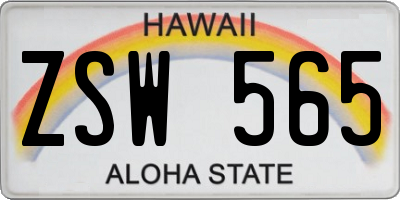 HI license plate ZSW565