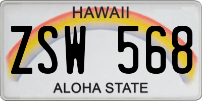 HI license plate ZSW568
