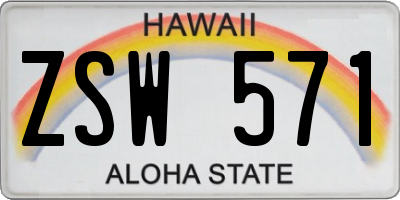 HI license plate ZSW571