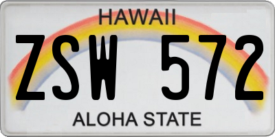 HI license plate ZSW572