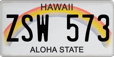 HI license plate ZSW573