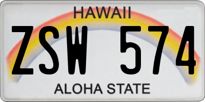 HI license plate ZSW574