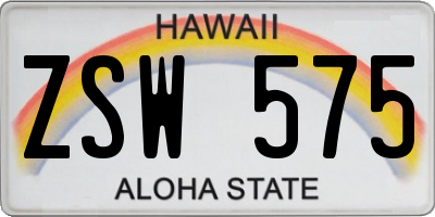 HI license plate ZSW575