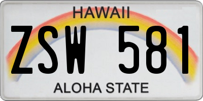 HI license plate ZSW581