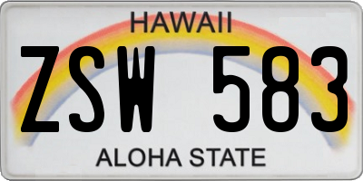HI license plate ZSW583