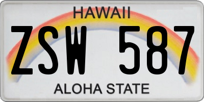 HI license plate ZSW587
