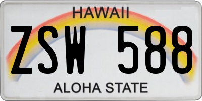 HI license plate ZSW588