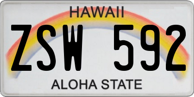 HI license plate ZSW592