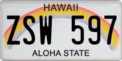 HI license plate ZSW597