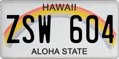 HI license plate ZSW604