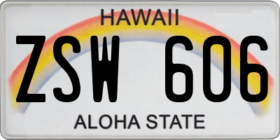 HI license plate ZSW606