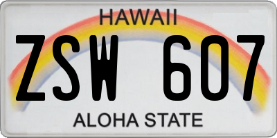 HI license plate ZSW607