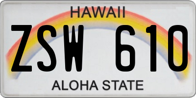 HI license plate ZSW610