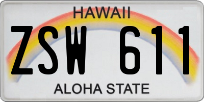 HI license plate ZSW611