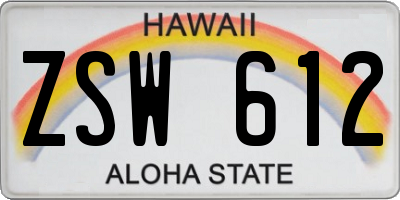 HI license plate ZSW612