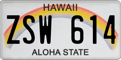 HI license plate ZSW614