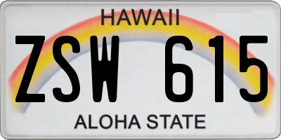 HI license plate ZSW615