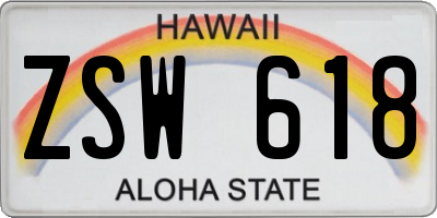 HI license plate ZSW618