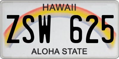 HI license plate ZSW625