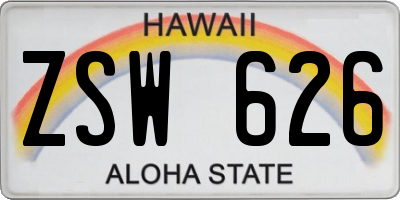 HI license plate ZSW626
