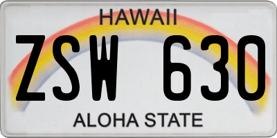 HI license plate ZSW630