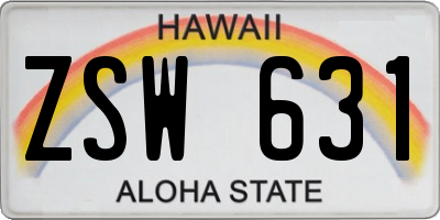 HI license plate ZSW631