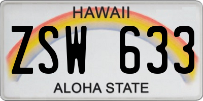 HI license plate ZSW633