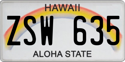 HI license plate ZSW635