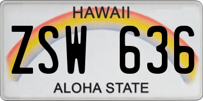 HI license plate ZSW636
