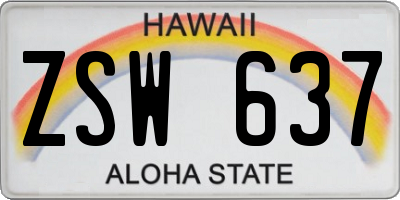 HI license plate ZSW637