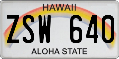 HI license plate ZSW640