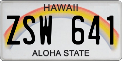 HI license plate ZSW641