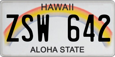 HI license plate ZSW642