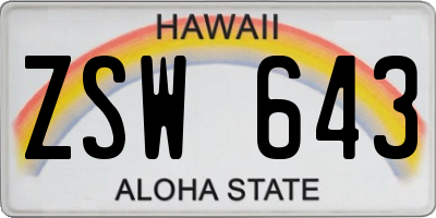 HI license plate ZSW643