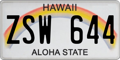 HI license plate ZSW644