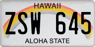HI license plate ZSW645