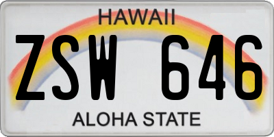HI license plate ZSW646