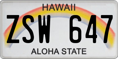 HI license plate ZSW647