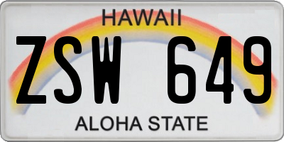 HI license plate ZSW649