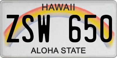 HI license plate ZSW650