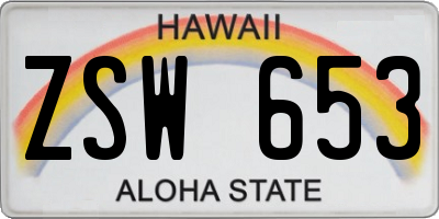 HI license plate ZSW653