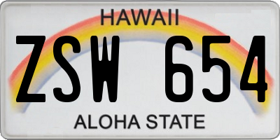 HI license plate ZSW654