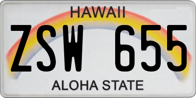 HI license plate ZSW655