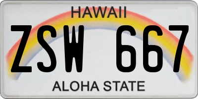 HI license plate ZSW667