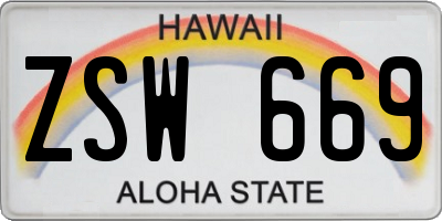 HI license plate ZSW669