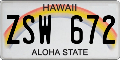 HI license plate ZSW672