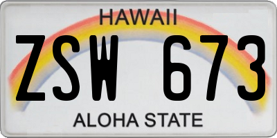 HI license plate ZSW673